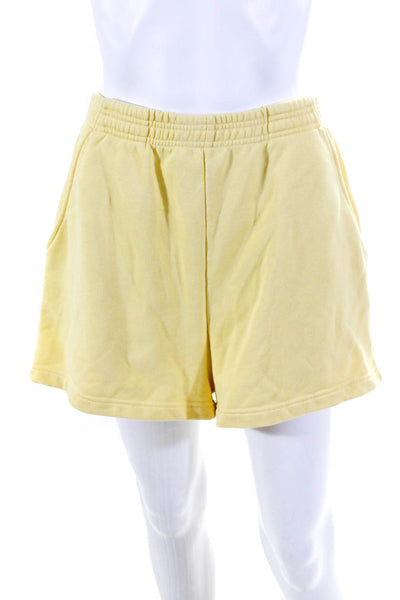 The Westside Womens Elastic Waistband Short Shorts Yellow Cotton Size Medium