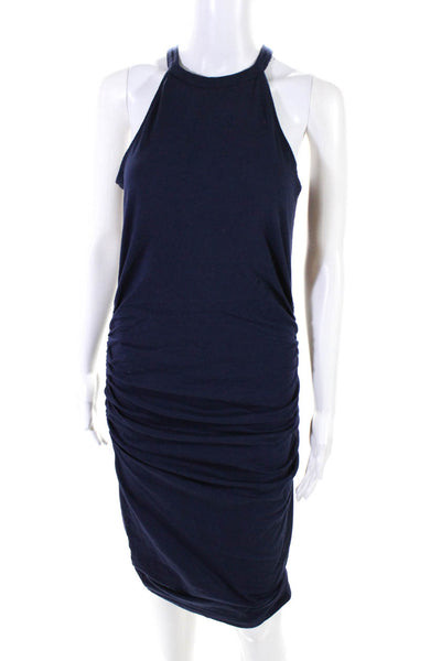 Michael Stars Los Angeles Womens Halter Solid Bodycon Cotton Dress Blue Size L