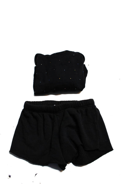 Katie J Girls Rhinestone Hoodie Sweater Short Shorts Black Small Large Lot 2
