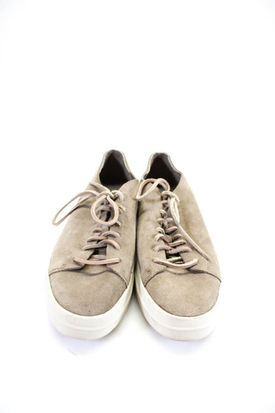 Vince Mens Suede Low Top Lace Up Sneakers Beige Size 8.5