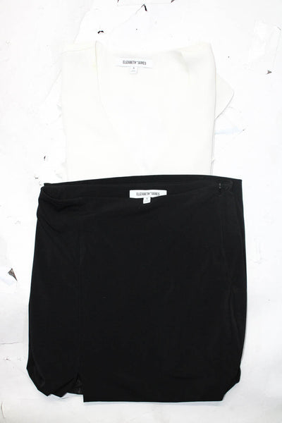 Elizabeth and James Women's Midi Skirt Ruffle Blouse White Black Size S Lot 2