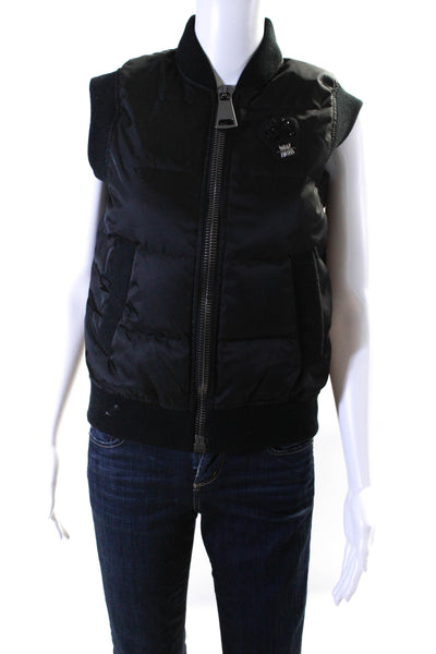 Madonna Di Campiglio Womens Down Quilted Felt Skull Vest Jacket Black Size IT 42