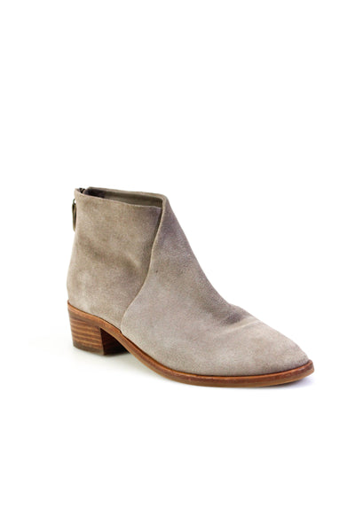 Soludos Womens Suede Two-Tone Back Zip Pointed Toe Booties Gray Size 5