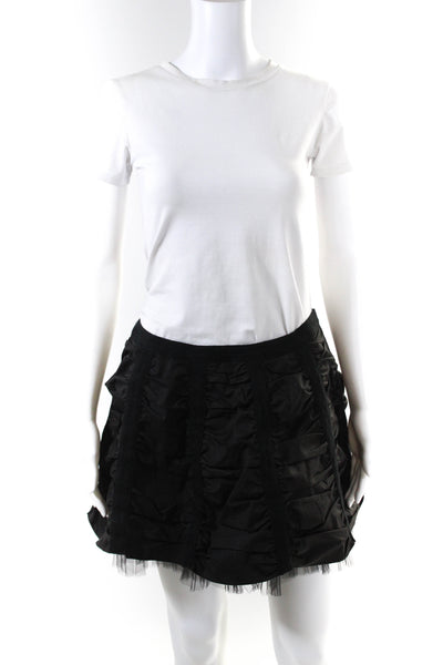 Betsey Johnson Womens Black Ruched Tulle Trim Mini Skirt Size 6