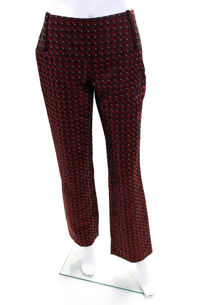 Patrizia Pepe Womens Woven Square Printed High Rise Pants Red Size 42