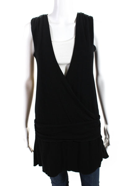 Becca Womens Surplice Jersey Drop Waist Cover Up Dress Black Size Medium