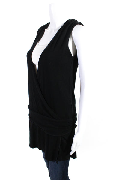 Becca Womens Surplice Jersey Drop Waist Cover Up Dress Black Size Medium
