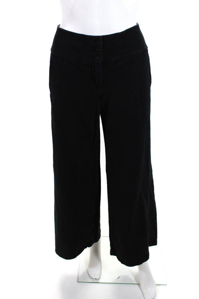 ISDA & Co Womens Cotton Knit Mid Rise Wide Leg Pants Black Size 6