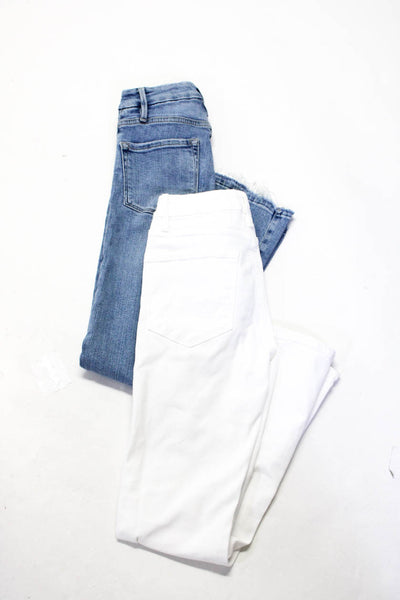 Frame Womens Zip Front Solid Cotton Straight Leg Jeans Blue White Size 23 Lot 2