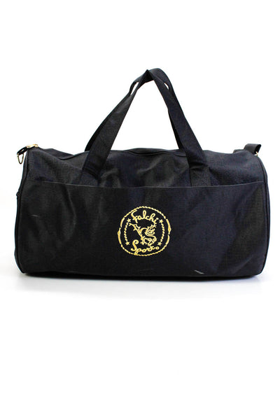 Falchi Women's Embroidered Logo Zip Duffle Bag Black