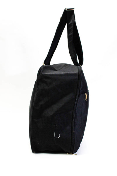 Falchi Women's Adjustable Strap Embroidered Logo Travel Duffle Bag Black