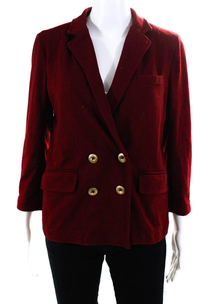 J Crew Womens Collared Solid Two Button Long Sleeve Blazer Red Size Small