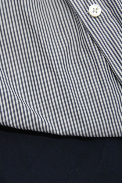J Crew Boys Cotton Buttoned Striped Long Sleeve Tops Blue Size 6 L Lot 2