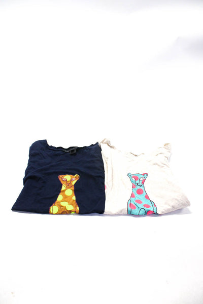 Marc By Marc Jacobs Girls Short Sleeves Graphic T-Shirt Blue Beige Size XS Lot 2