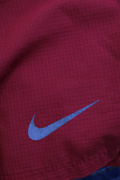 Nike Mens Solid Drawstring Long Length Cinch Waist Pocket Shorts Red Size Small