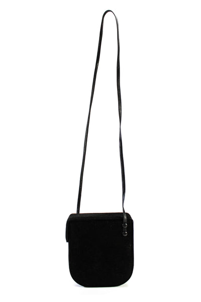 Etra Women's Vintage Leather Magnetic Closure Crossbody Bag Black