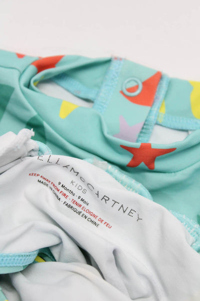Stella McCartney Kids Girls Graphic Long Sleeve Ruffle Swimwear Set Blue Size 9M