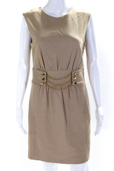 Milly Of New York Women's Sleeveless Chain Waist Sheath Dress Beige Size S