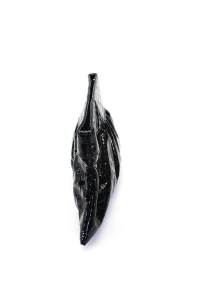 Lauren Merkin Leather Animal Print Small Clutch Handbag Black