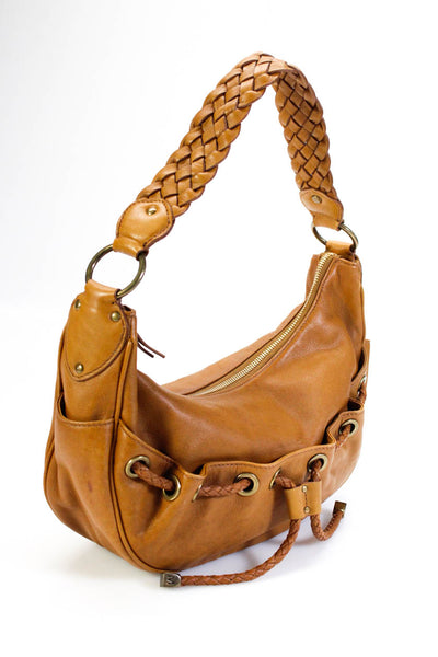 Michael Michael Kors Womens Lace-Up Drawstring Zipped Shoulder Handbag Brown