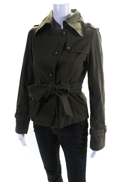 COOP By Trelise Cooper Womens Cotton Buttoned Pleated Belted Jacket Green Size 6