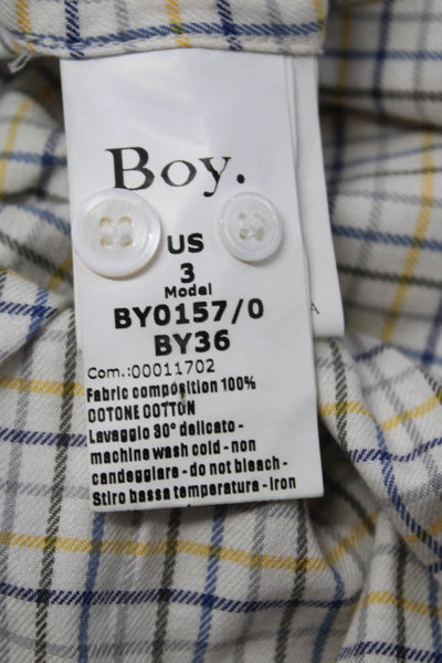 Boy. Band Of Outsiders Boys Cotton Plaid Buttoned Collared Top Yellow Size 3