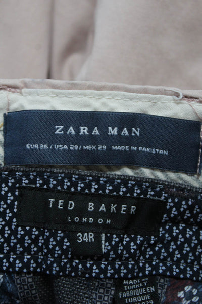 Zara Man Ted Baker London Mens Solid Textured Pants Gray Pink Size 34 Lot 2