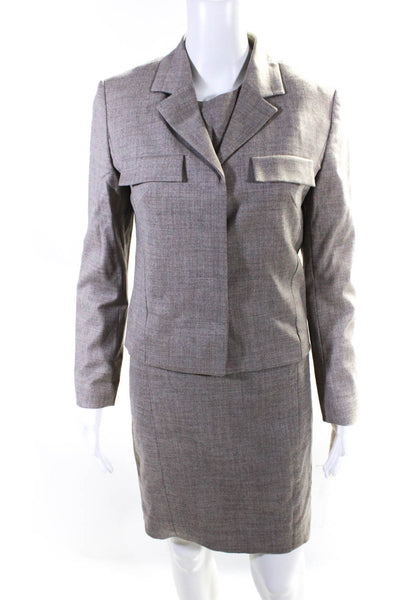 Trussardi Womens Sleeveless Sheath Dress Blazer Set Taupe Wool Size IT 42