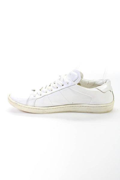Saint Laurent Mens Darted Lace-Up Low Top Sneakers White Size EUR41.5