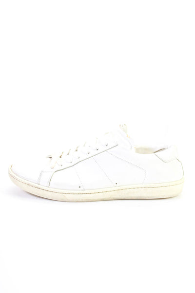 Saint Laurent Mens Darted Lace-Up Low Top Sneakers White Size EUR41.5