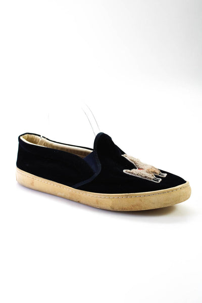 Soludos Women's Velvet Sheep Slip On Shoes Blue Size 11