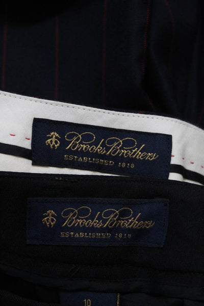 Brooks Brothers Mens Wool Solid Striped Wide Leg Dress Pants Blue Size 10 Lot 2