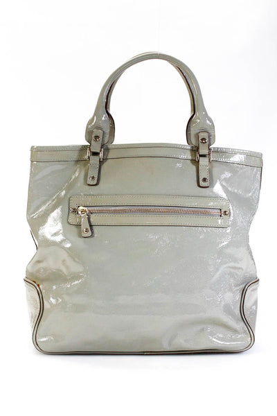 Anya Hindmarch Womens Double Handle Logo Pocket Front Tote Handbag Gray