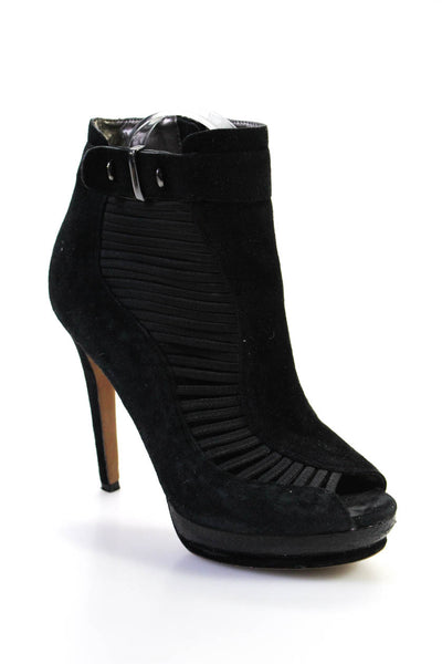 Sam Edelman Womens Sahar Strappy Elastic Peep Toe Boots Black Suede Size 6.5