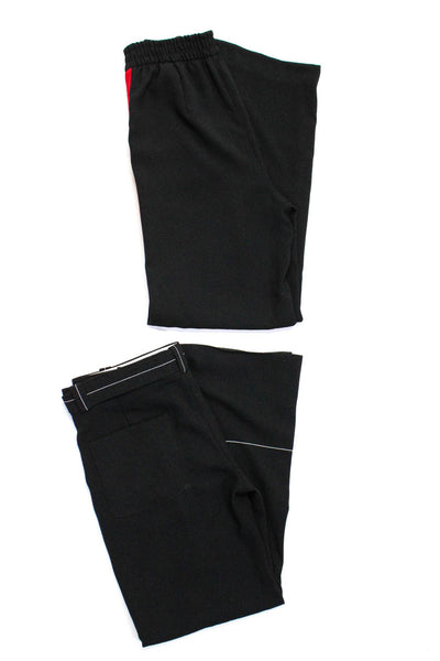 Zara Womens Striped Crepe Wide Leg Pants Black Size Small Medium