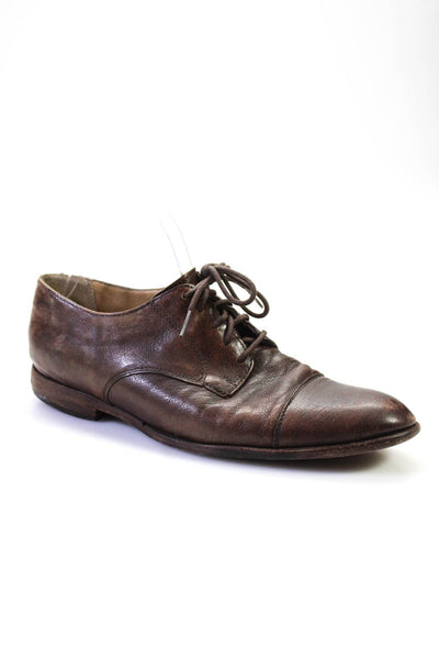 The Frye Company Mens Solid Leather Block Heel Oxford Shoes Brown Size 10