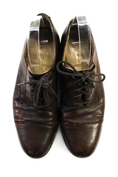 The Frye Company Mens Solid Leather Block Heel Oxford Shoes Brown Size 10