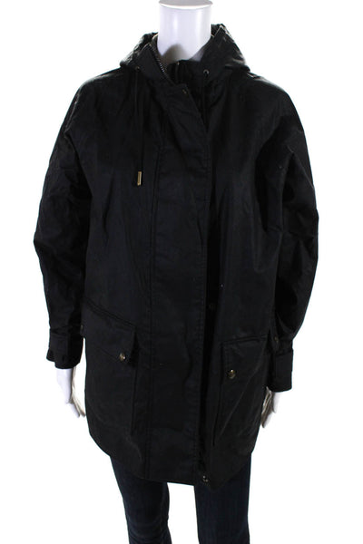 Belstaff Womens Hooded Cargo Jacket Black Cotton Size EUR 38