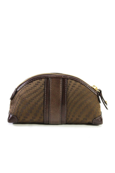 Cole Haan Womens Geometric Zipped Round Textured Pouch Wallet Brown