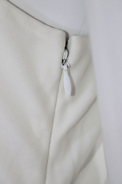 David Meister Womens Jeweled One Shoulder Short Sleeve Dress White Size 8