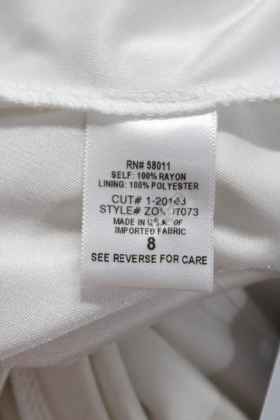 David Meister Womens Jeweled One Shoulder Short Sleeve Dress White Size 8