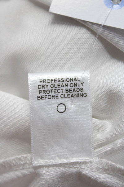 David Meister Womens Jeweled One Shoulder Short Sleeve Dress White Size 8