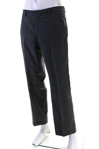 Michael Kors Mens Zip Front Flat Front Houndstooth Dress Pants Gray Size 32