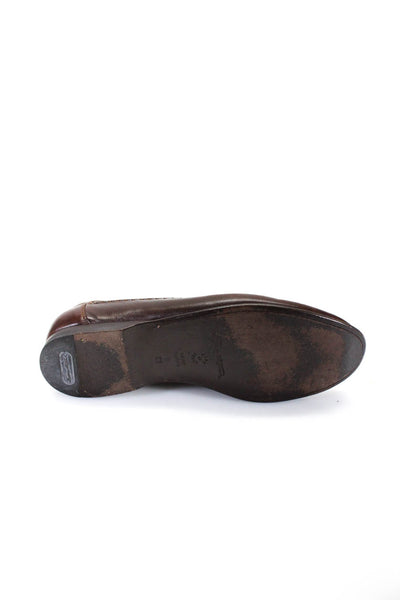 Santoni Womens Lizard Trim Leather Tassel Flat Loafers Brown Size 8 EE