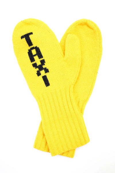 Kate Spade New York Womens Solid Graphic Print Medium Knit Wool Gloves Yellow