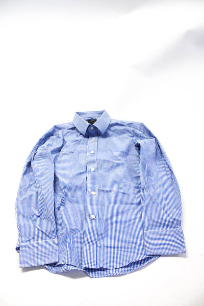 Crewcuts Kids Collared Long Sleeves Button Down Shirt Blue Check Size 12 Lot 2