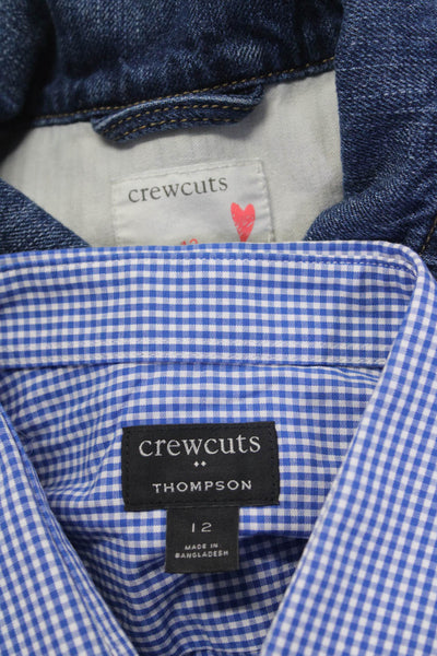 Crewcuts Kids Collared Long Sleeves Button Down Shirt Blue Check Size 12 Lot 2