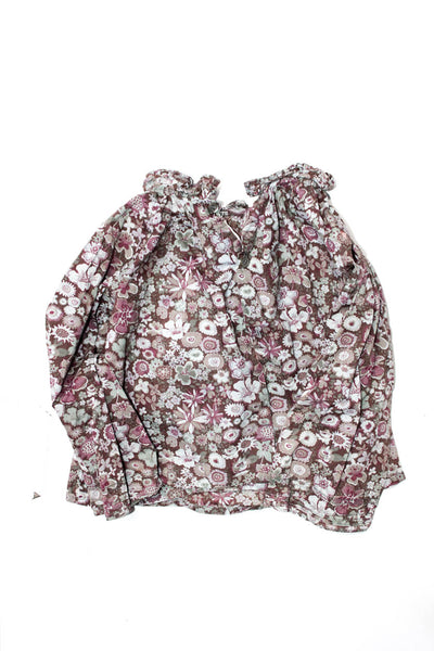 Bonpoint Girls Ruffle Trim Floral Cotton Blouse Top Multicolor Size 2