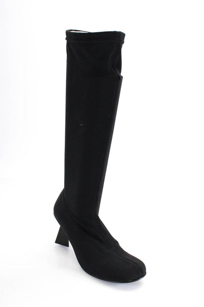 Espace Womens Round Toe Cone Heel Mid-Calf Stretch Sock Boots Black Size 6B