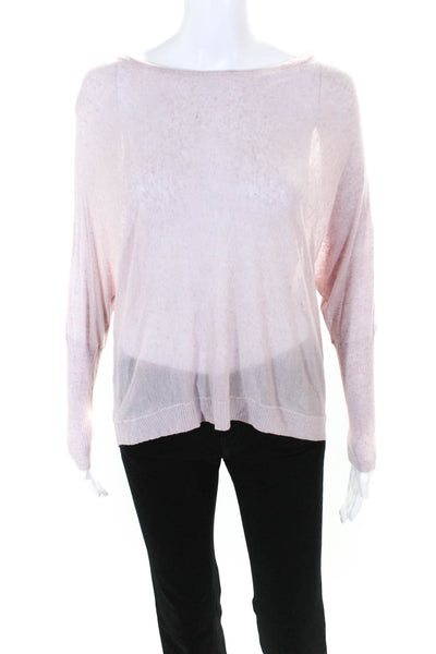 Eileen Fisher Womens Thin Knit Dolman Sleeve Round Neck Sweater Pink Size XS
